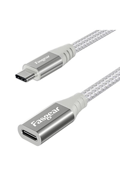 Fasgear كابل تمديد USB-C لشاحن MagSafe، 1 متر، USB 2.0 أنثى إلى ذكر، أبيض