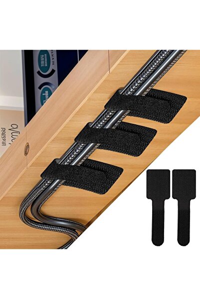 Tazweeq 50-Piece Self-Adhesive Reusable Velcro Cable Ties, Black