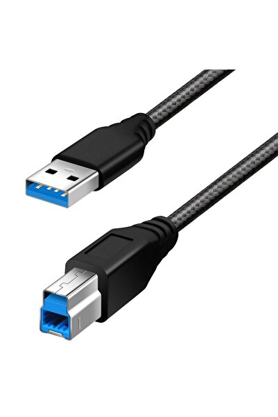 Fasgear كابل USB 3.0 A إلى B، بطول 3 أقدام، مضفر من النايلون، أسود