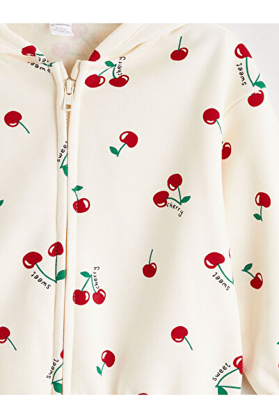 LC Waikiki Plus New Season Hooded Printed Girls' Zippered Sweatshirt