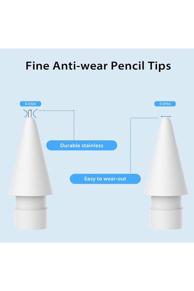 KASTWAVE Replacement Tips for Apple Pencil (2 pcs) — 0.8mm Fine Point, Wear-Resistant, Compatible