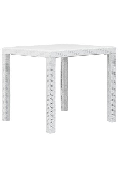 vidaxl Garden Table White 79x79x72 cm Plastic Rattan Look
