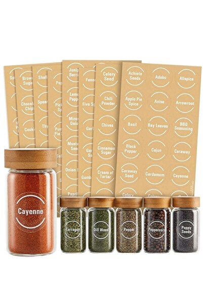 Saharaz 144 ملصقًا أبيض للتوابل، وملصقات مخزن، وملصقات شفافة لبرطمانات التواب...