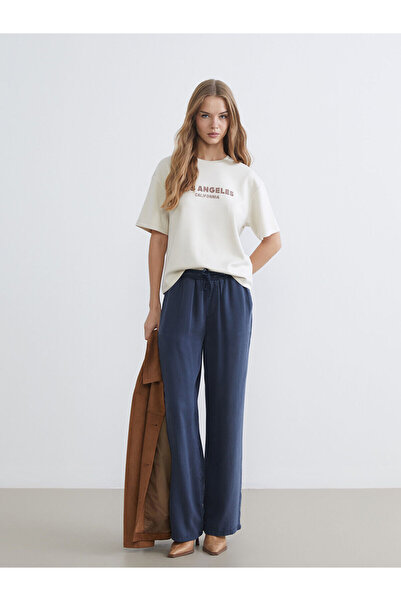 LC Waikiki New Season Wide Leg Women's Trousers with Elastic Waist