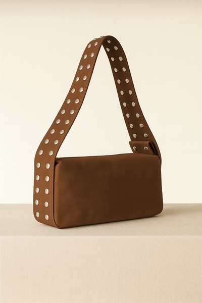 CANTACOMBINE Kadın Süet Zımbalı Tote Çanta Taba