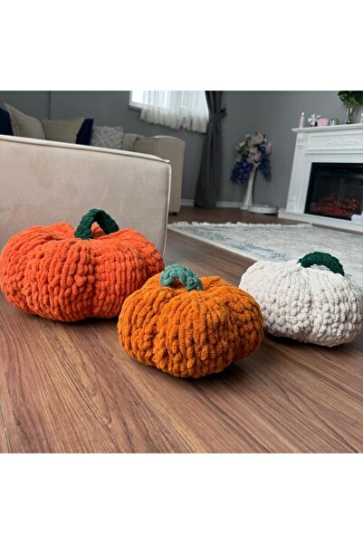 linka El yapımı Örgü Balkabağı Yastık, Cadılar Bayramı Ev Dekorasyonu İçin Sü...