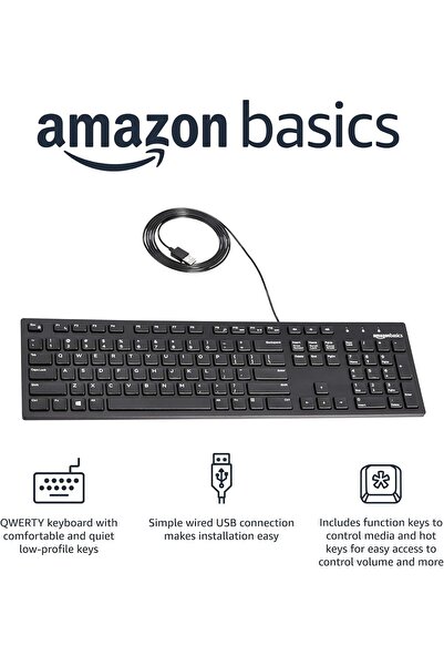 Other AmazonBasics Wired QWERTY Keyboard, Matte Black (US Layout)