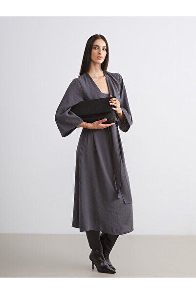 LC Waikiki Özmarka Yeni Sezon U Yaka Bağlamalı Modal Karışımlı Elbise