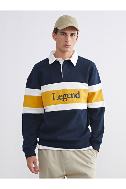 LC Waikiki Özmarka New Season Polo Neck Printed Men's Sweatshirt