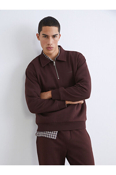 LC Waikiki Ανδρικό χοντρό φούτερ Polo Neck με τύπωμα