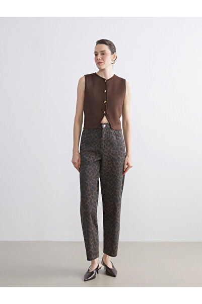 LC Waikiki Baggy Fit Leopar Desenli Kadın Jean Pantolon