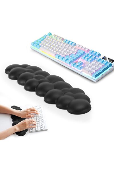 Other Cloud-shaped Memory Foam Keyboard Wrist Rest and Mouse Pad - Ergonomic Wrist Support (Black)