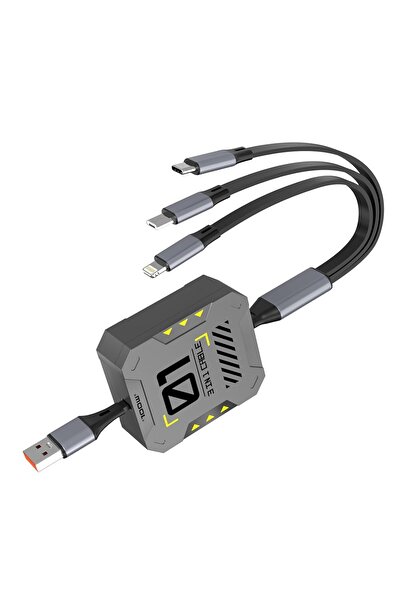 Ctoby 3-in-1 Retractable USB Charging Cable — 100W USB-C/Lightning/Micro (4 ft)