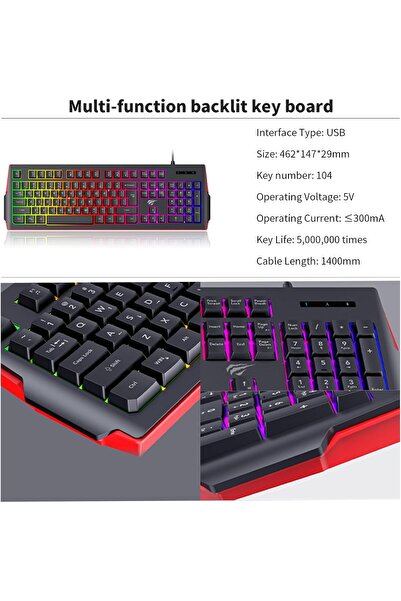 Havit لوحة مفاتيح ألعاب سلكية مكونة من 104 مفاتيح مع إضاءة خلفية RGB قابلة للتعديل (متعددة الألوان)