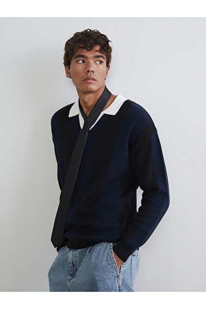 LC Waikiki Polo Yaka Çizgili Erkek Triko Kazak