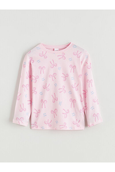 LC Waikiki Crew Neck Bow Printed Girls' Pajama Set