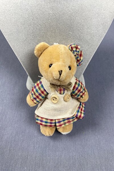 Hayalperest boncuk Ekoseli Süslü Etekli Kıyafetli Kız Ayıcık