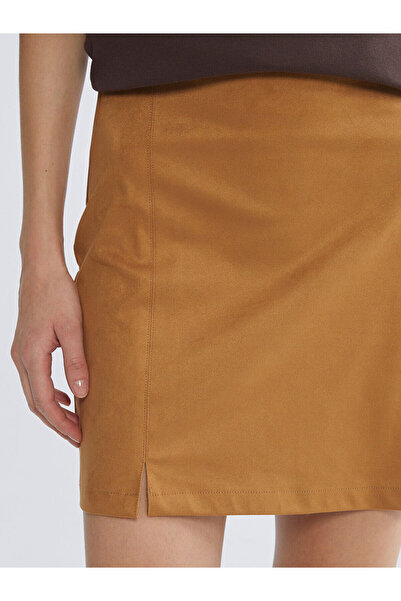 LC Waikiki Zippered Suede Mini Skirt