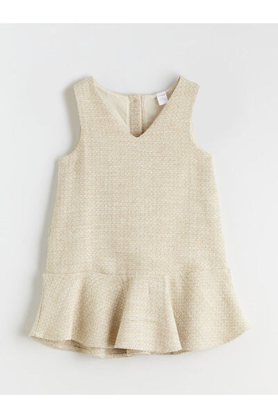 LC Waikiki Νέα σεζόν Özmarka Φόρεμα και καλσόν για κορίτσια με λαιμόκοψη σε σχήμα V