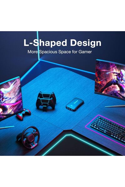 ZUIHAO L-Shaped Modern Black Gaming Desk with Movable Monitor Shelf