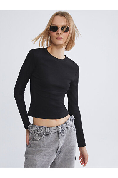 LC Waikiki XSIDESiyah Bisiklet Yaka Modal Karışımlı Kadın Body