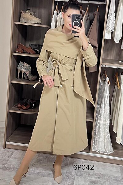 İnce Topuk Prive Series Shawl Detail Trench Coat 6P042