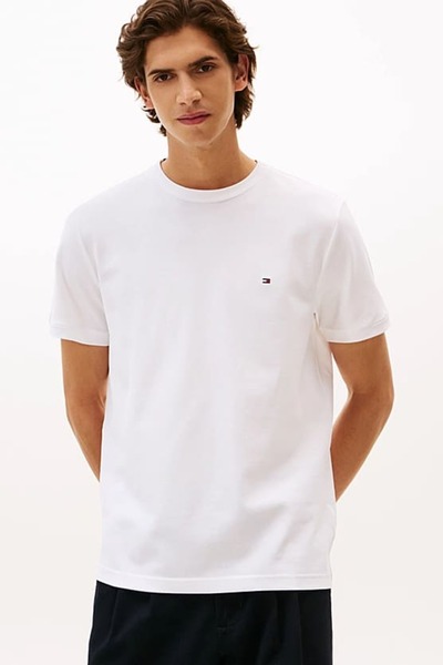 Tommy Hilfiger Men's Regular Fit Pique Fabric Crew Neck T-Shirt - White