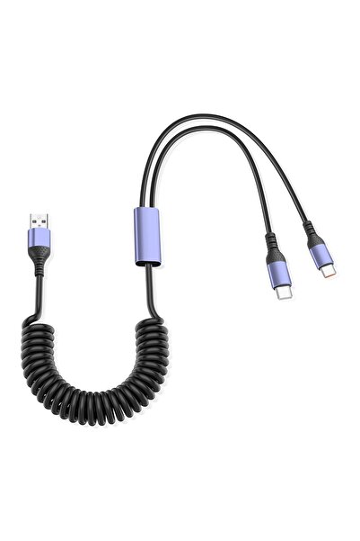 KASTWAVE 2-in-1 Retractable USB-C to USB-C Dual Charging Cable, 5.9 ft, USB 3.0