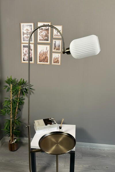 Bamyum Wingmn Eskitme Gövde Beyaz Cam Hareketli Başlık Lambader Metal Oturma Odası Çalışma Odası Zemin