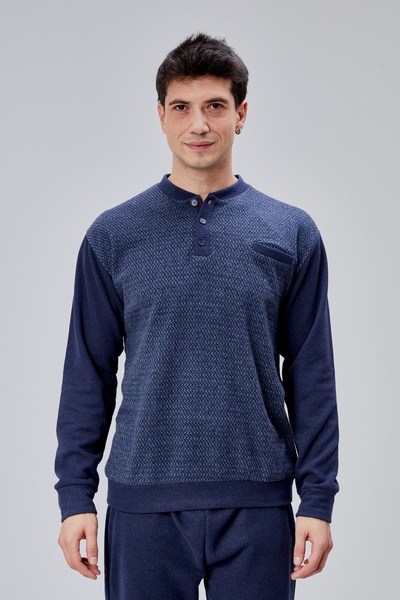 M MOONCOVER Mooncover Чоловічий зимовий піжамний комплект з кишенями - Синій