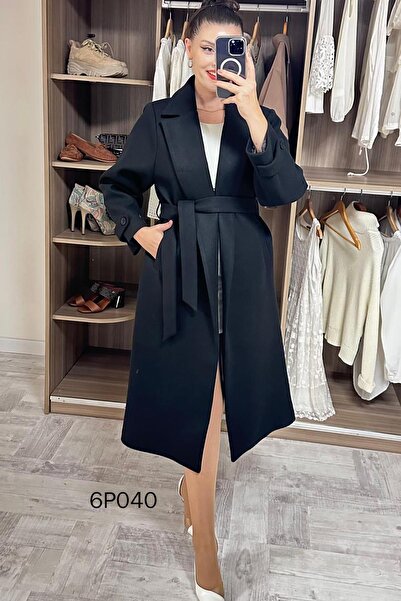 İnce Topuk Prive Series Waist-Tied Cashmere Coat 6P040