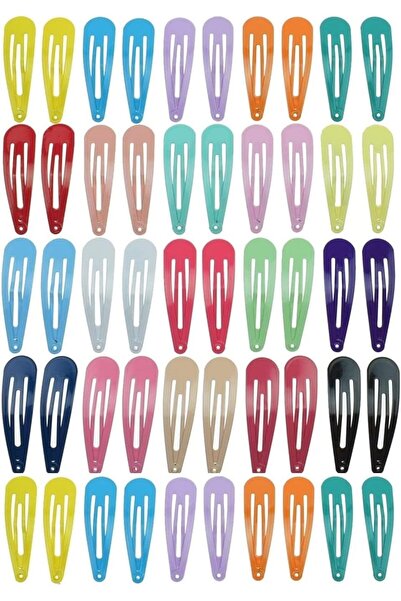 Margoun 50 Pcs Colorful Barrettes, 2 Inch Barrettes Metal Snap Hair Clips