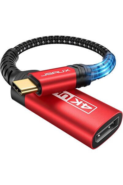 jsaux محول USB-C إلى DisplayPort بدقة 4K@60Hz (Thunderbolt 3) - أحمر