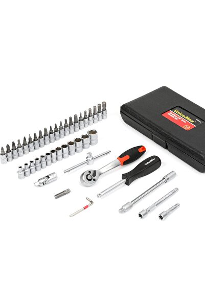 ValueMax 46 Pieces Cr-V Socket Set, 1/4 Inch Ratchet Wrench, Toolbox, Ratchet Wrenches with Screwdri