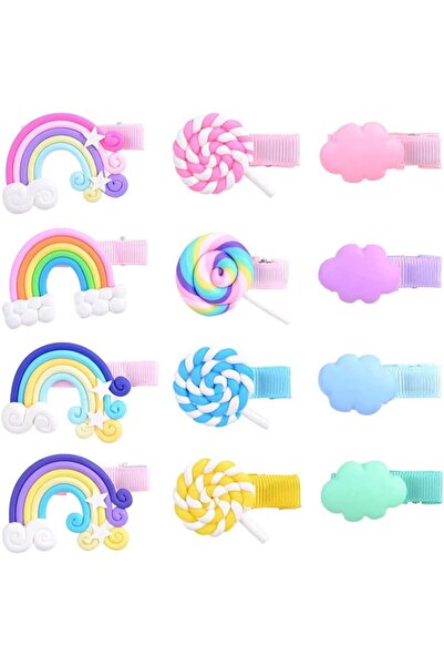 Margoun 12 قطعة من مشابك الشعر قوس قزح اللطيفة للفتيات دبابيس شعر مصاصة ملونة...