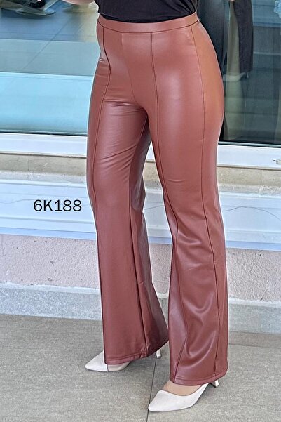 İnce Topuk Çimalı Leather Trousers 6K188