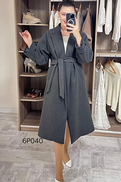 İnce Topuk Prive Series Waist-Tied Cashmere Coat 6P040
