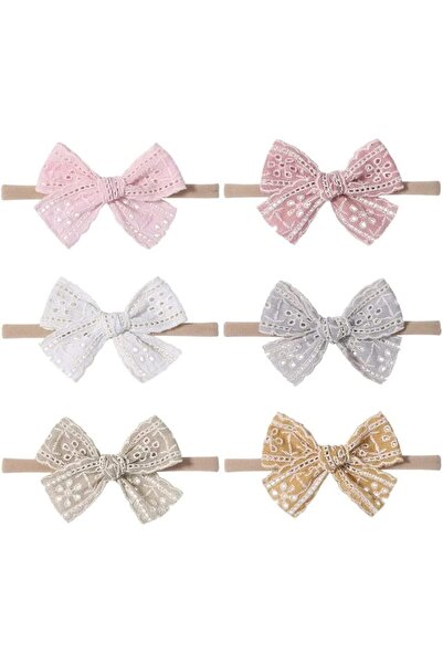 Margoun 6 Pcs Baby Girls Ribbon Hair Bows Headbands Nylon Elastic