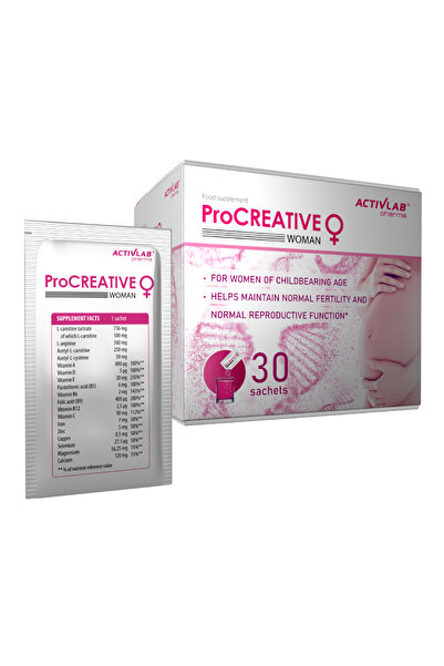 ACTİVLAB ProCreative Woman، 30 كيسًا، بنكهة الحمضيات/الفواكه، يدعم الخصوبة لد...