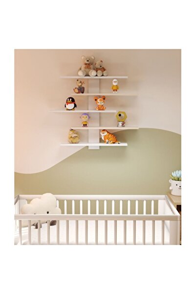 Danube Home رف حائطي من كوليز، 5 طبقات، لون بلوط/أبيض، 85×11.5×70 سم، مصنوع من الخشب الهندسي، حل تخزين أنيق