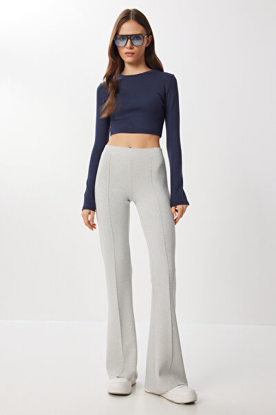 Lovelyİstanbul İspanyol Paça Esnek Modal Tayt LUB0243 GRİ MELANJ