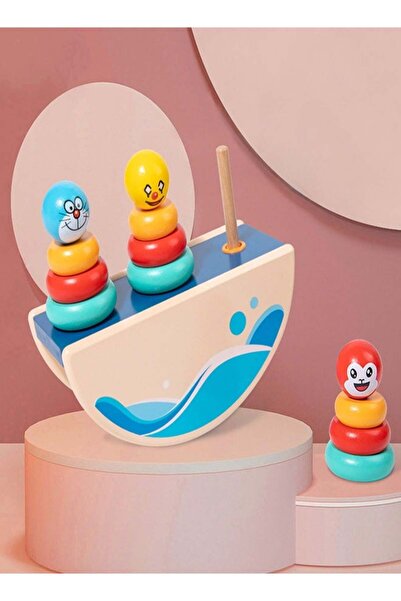 COOYA Wooden Infant Toys Detachable Early Learning Puzzle Toy Tumbler Wooden Balance Toy