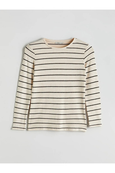 LC Waikiki Γυναικείο μπλουζάκι με ριγέ λαιμόκοψη