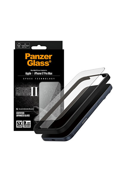 Panzer Glass PanzerGlass Ceramic II Ultra-Wide Fit Screen Protector for iPhone 17 Pro Max with EasyAligner, black