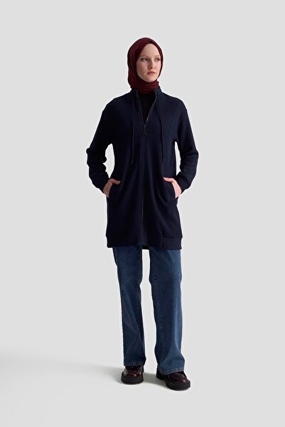 Armine TREND Kuşgözü Detaylı Fitilli Simli Cepli Ceket Lacivert 25KT555