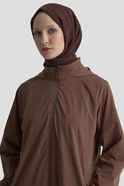 Armine TREND Brand Written Zippered Hidden Hooded Layer Mink 25Kt548