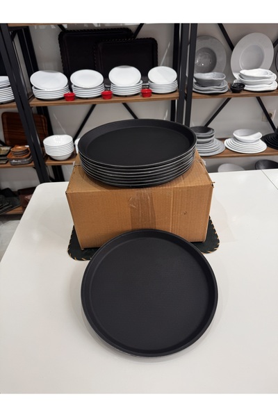 BARITCIOGLU Tray Serving Presentation Fiberglass Round Non-Slip 28 cm