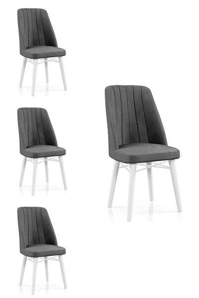 Desire Set scaune Babyface Berlin, pachet 4 buc, mobilier de bucătărie, picioare din lemn, alb - Desire Furniture