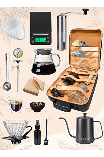 ULHYC V60 Set 14-Piece Coffee Drip Set, Including Scale, Drip Pot, Coffee Filter, Coffee Grinder, Drip