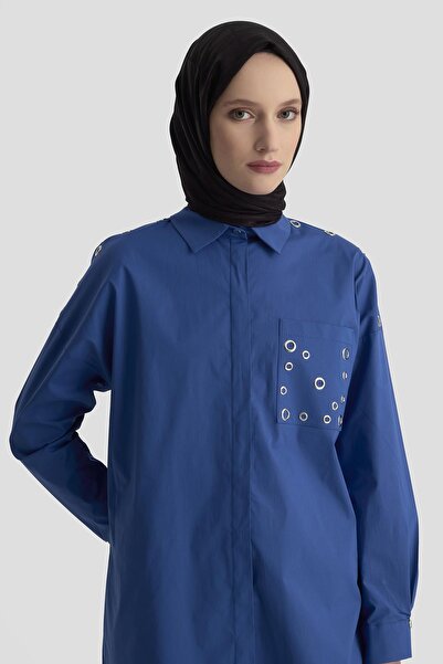 Armine TREND Hidden Button Eyelet Detailed Shirt Cobalt 25Kt420
